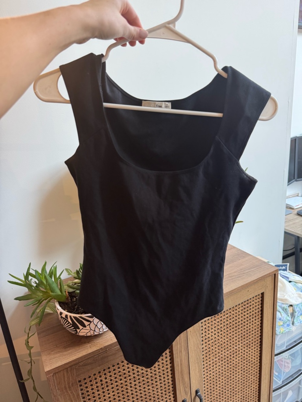 Wilfred Black Square-Neck Bodysuit with Wide Straps